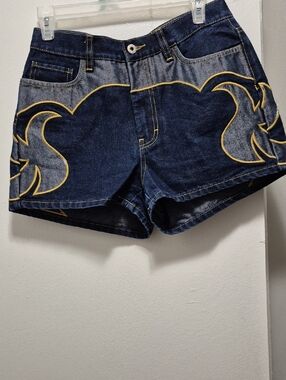 Tommy Hilfiger Dark Blue Denim Shorts with Yellow Trim